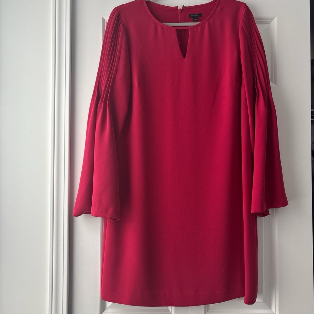 Ann Taylor Vibrant Red Long Sleeve Dress